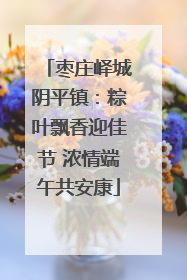 枣庄峄城阴平镇：粽叶飘香迎佳节 浓情端午共安康